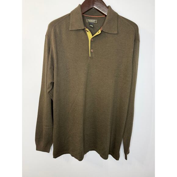 Tommy Bahama Silk Cashmere Polo Sweater Long Sleeve Brown Sz M Preppy - Picture 1 of 8